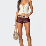 Melaney Faux Leather Micro Shorts