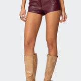 Melaney Faux Leather Micro Shorts