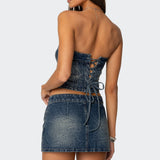 Guinevere Zip Washed Denim Top