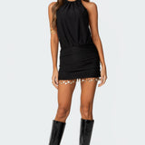 Shellie Fringe Backless Mini Dress