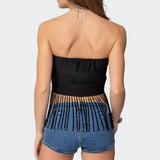 Jenna Sequin Fringe Wrap Top