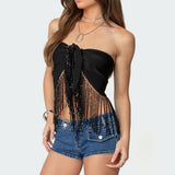 Jenna Sequin Fringe Wrap Top