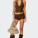 Sloane Faux Suede Halter Top