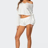 Teddy Cropped Waffle Top