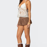 Sheer Crochet Babydoll Halter Top