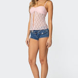 Priya Sheer Lace Split Front Top