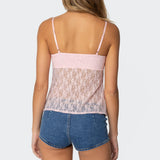 Priya Sheer Lace Split Front Top