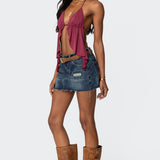 Calla Split Front Backless Halter Top