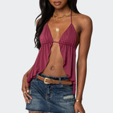 Calla Split Front Backless Halter Top