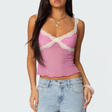 Contrast Lacey Mesh Tank Top