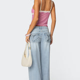 Contrast Lacey Mesh Tank Top