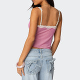Contrast Lacey Mesh Tank Top