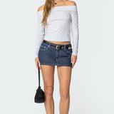 Neria Pinstripe Denim Micro Skort