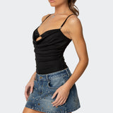 Layered Bra Cowl Neck Top