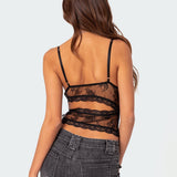 Spice Cut Out Sheer Lace Tank Top