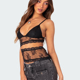 Spice Cut Out Sheer Lace Tank Top