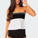 Rena Ribbed Peplum Tube Top