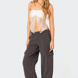 Twilight Sheer Lace Split Front Top