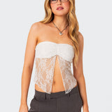 Twilight Sheer Lace Split Front Top