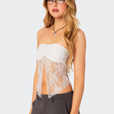 Twilight Sheer Lace Split Front Top