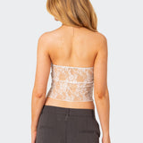 Twilight Sheer Lace Split Front Top