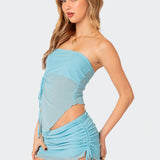 Joy Asymmetric Sheer Mesh Tube Top