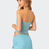Joy Asymmetric Sheer Mesh Tube Top