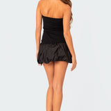 Bubble Skirt Ribbed Mini Dress