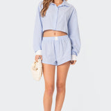 Lea Cropped Button Up Shirt
