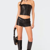 Wilde Lace Up Faux Leather Corset