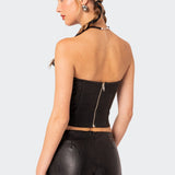 Wilde Lace Up Faux Leather Corset