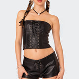 Wilde Lace Up Faux Leather Corset