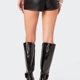 Wilde Lace Up Faux Leather Shorts