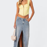 Button Front Lacey Corset