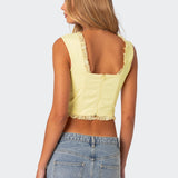 Button Front Lacey Corset
