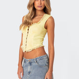 Button Front Lacey Corset