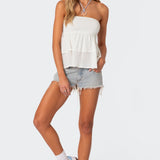 Harleigh Ruffled Linen Look Tube Top