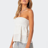 Harleigh Ruffled Linen Look Tube Top