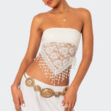 India Sheer Lace Strapless Top