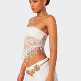 India Sheer Lace Strapless Top