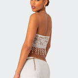 India Sheer Lace Strapless Top