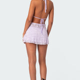 Danny Open Back Sheer Lace Mini Dress