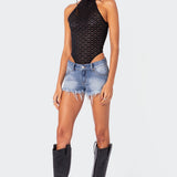 Erika Low Rise Frayed Denim Shorts