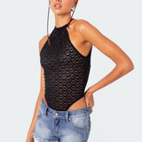 Sheer Lace Open Back Bodysuit