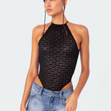 Sheer Lace Open Back Bodysuit