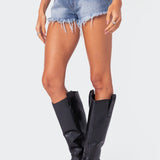 Erika Low Rise Frayed Denim Shorts