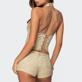 Sloane Faux Suede Halter Top