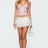 Double Belt Ruffled Chiffon Mini Skort