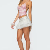 Double Belt Ruffled Chiffon Mini Skort