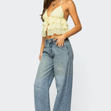 Zephi Split Front Ruffled Top